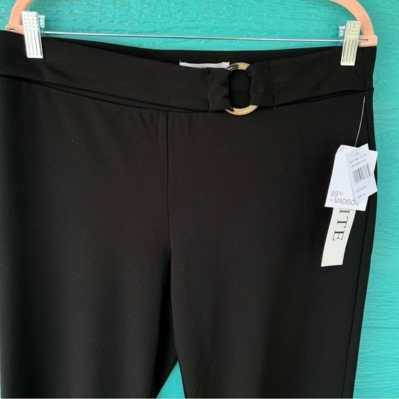 CLEARANCE BLACK STRETCH STRAIGHT WIDE LEG TROUSERS SIZE LARGE PETITE NWT - Picture 2 of 7